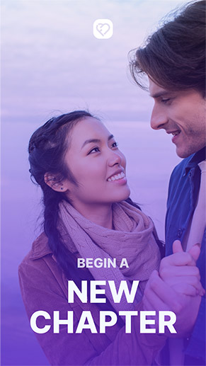 Filipina woman and foreign man smiling warmly and looking into each other's eyes.