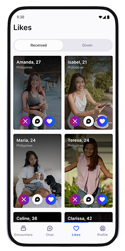 Screenshot of the FilipinoBlush app showing a list of Filipina users who liked the profile.