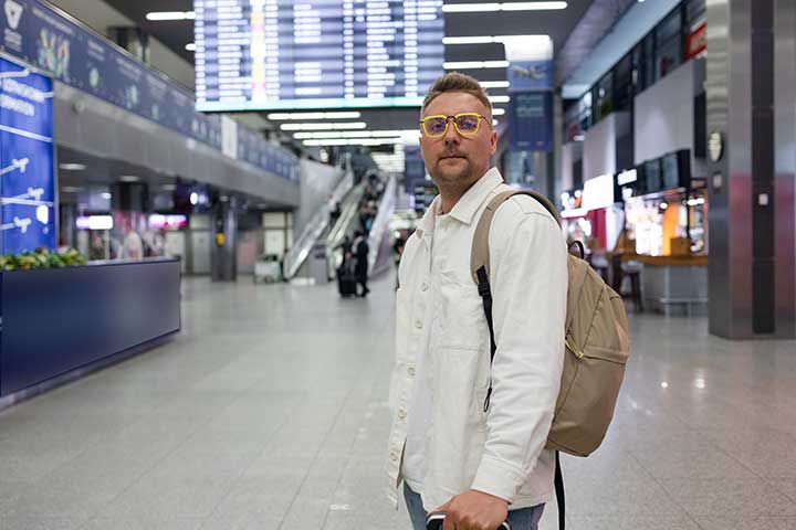Young caucasian male at the airport